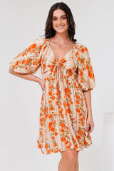 Yanna Mini Dress - On or Off Shoulder A Line Dress with Elasticated Back in Vondrosa Print