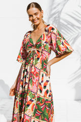 Yanna Maxi Dress - On or Off Shoulder A Line Dress with Elasticated Back in Labelle Print