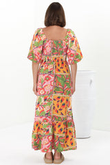 Yanna Maxi Dress - On or Off Shoulder A Line Dress with Elasticated Back in Labelle Print