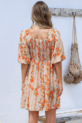 Yanna Mini Dress - On or Off Shoulder A Line Dress with Elasticated Back in Vondrosa Print