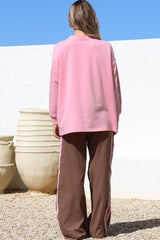 Yee-Haw Set - Graphic Long Sleeve Top and Pants with Stripe Accent in Pink