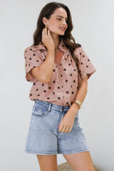 Yohanna Blouse - Collared Button Down in Pacey Spot Pink