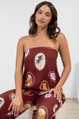 Yonder Top - Strapless or Spahetti Strap Open Back Top in Tamrin Print
