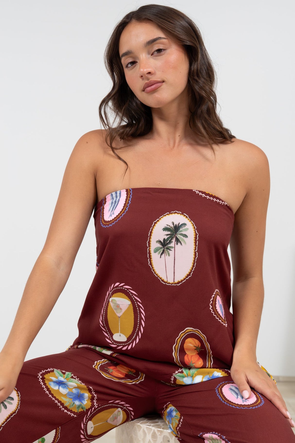 Yonder Top - Strapless or Spahetti Strap Open Back Top in Tamrin Print