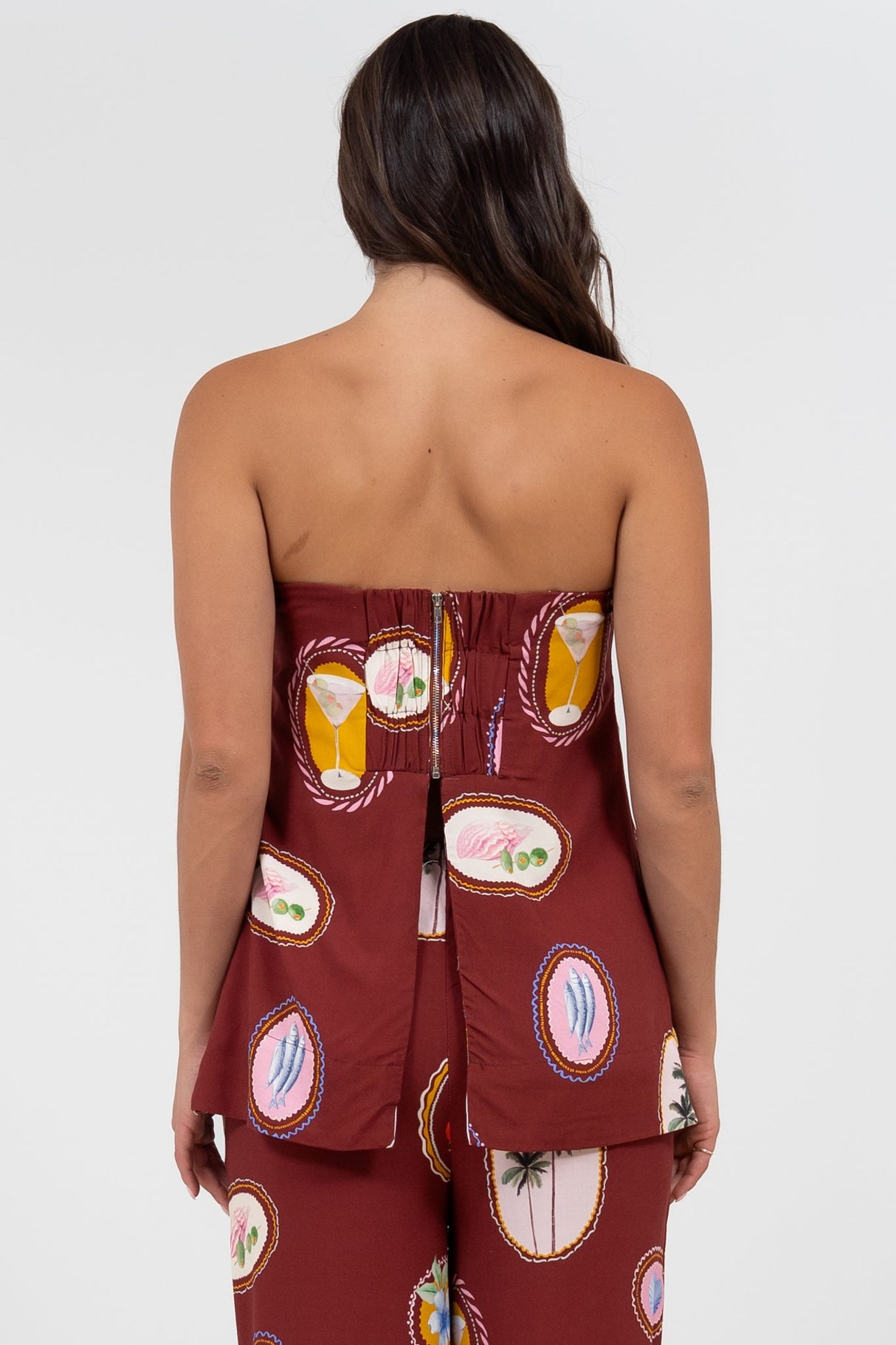 Yonder Top - Strapless or Spahetti Strap Open Back Top in Tamrin Print