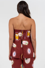 Yonder Top - Strapless or Spahetti Strap Open Back Top in Tamrin Print