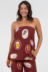 Yonder Top - Strapless or Spahetti Strap Open Back Top in Tamrin Print