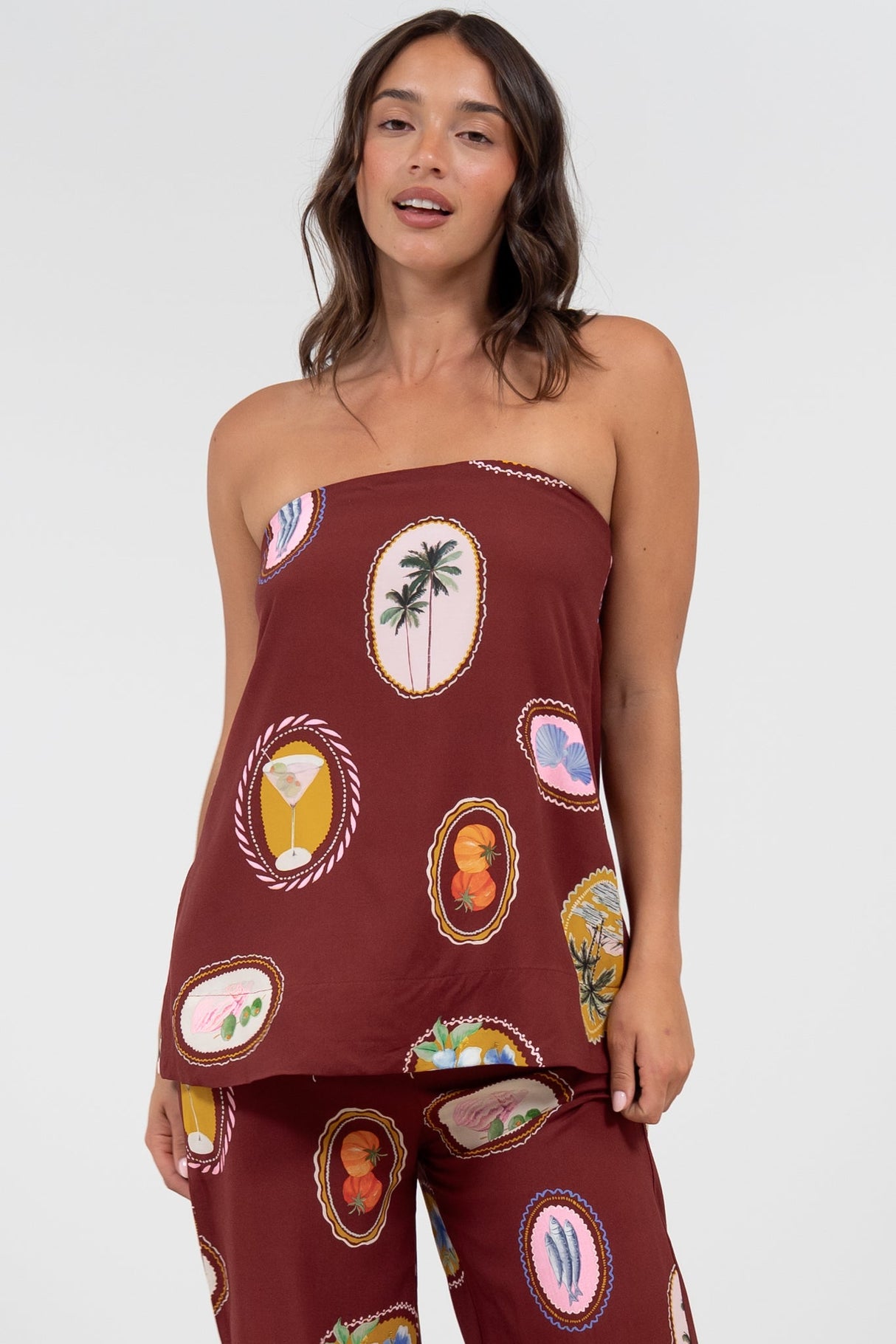 Yonder Top - Strapless or Spahetti Strap Open Back Top in Tamrin Print