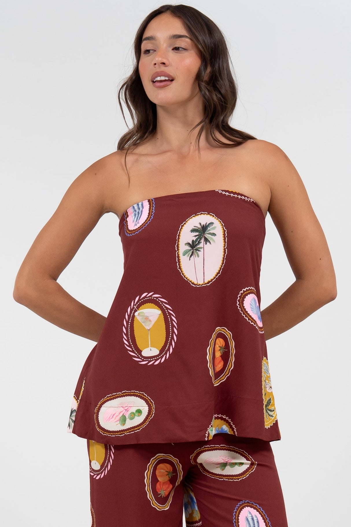 Yonder Top - Strapless or Spahetti Strap Open Back Top in Tamrin Print