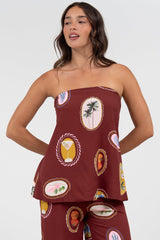 Yonder Top - Strapless or Spahetti Strap Open Back Top in Tamrin Print