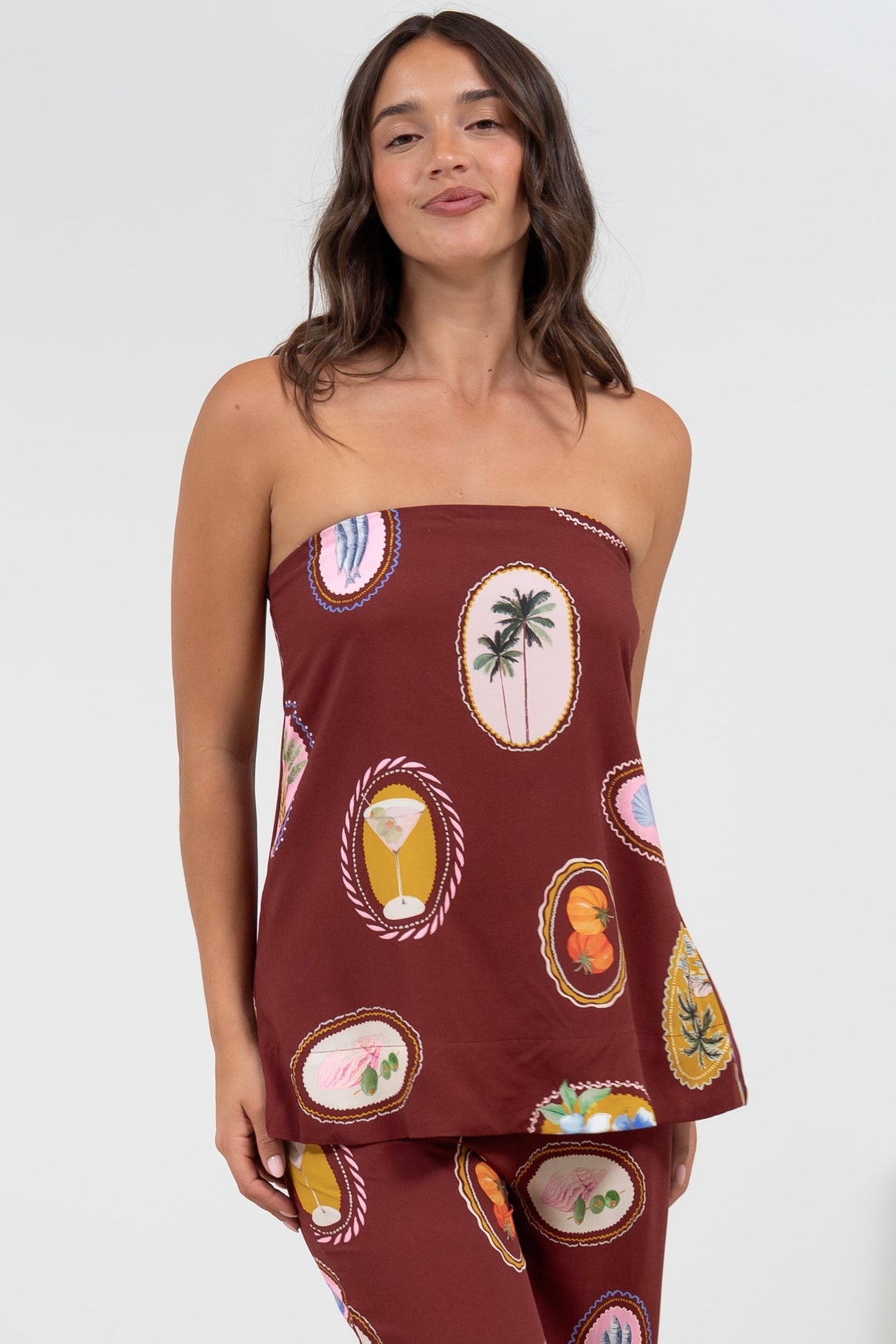 Yonder Top - Strapless or Spahetti Strap Open Back Top in Tamrin Print
