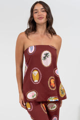 Yonder Top - Strapless or Spahetti Strap Open Back Top in Tamrin Print