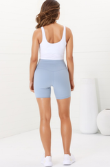 Axel Bike Shorts - Thick Highwaisted Band Bike Shorts in Water Blue Grey