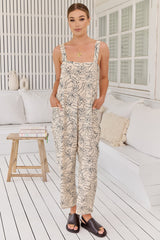 JAASE - Zandra Jumpsuit: Adjustable Strap Straight Leg Overalls with Pockets in Eloise Print