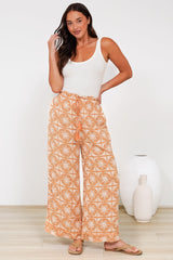 Zara Pants - Paper Bag High Waisted Wide Leg Pants in Solare Print