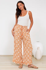 Zara Pants - Paper Bag High Waisted Wide Leg Pants in Solare Print