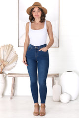 Zeek Jeans - High Waisted Skinny Jean in Dark Denim