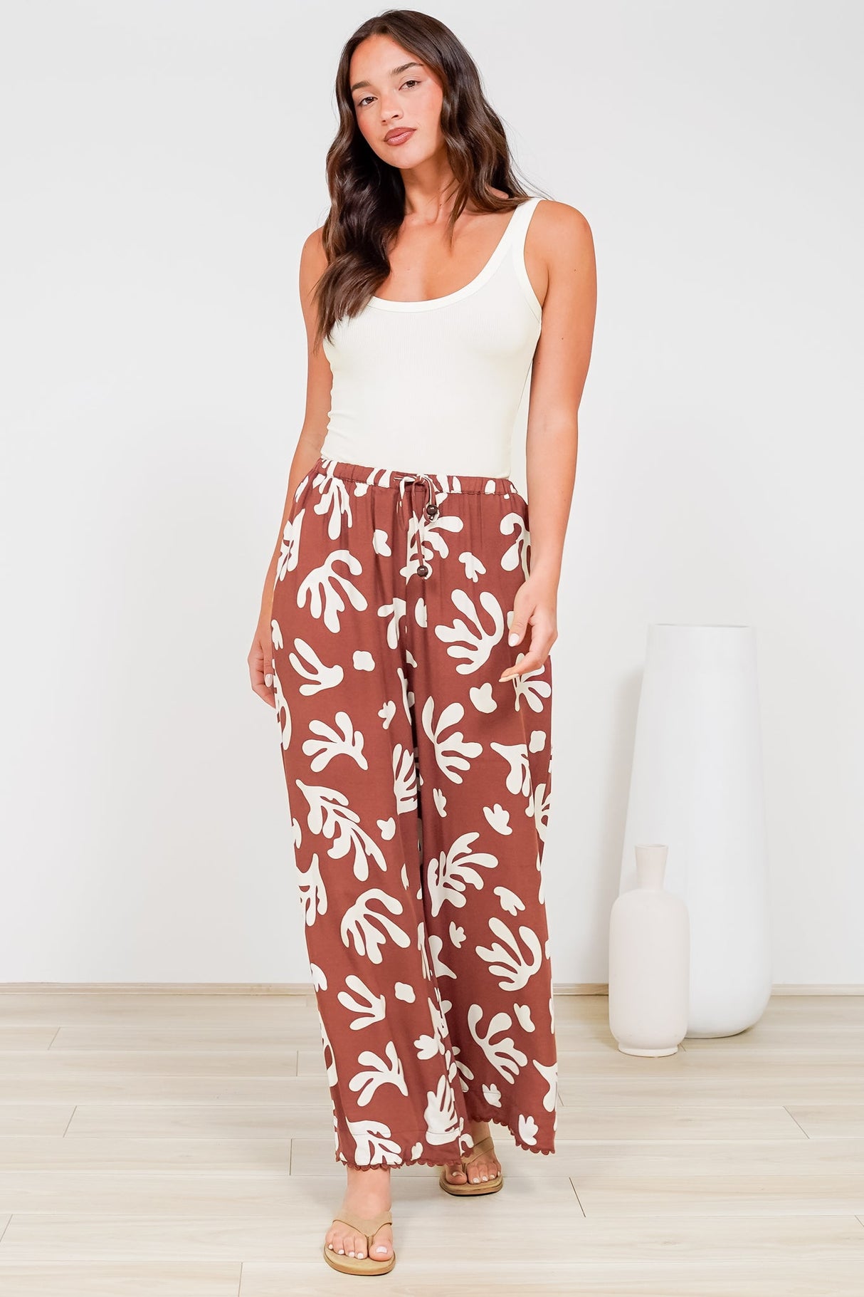 Zeolla Pants - High Waisted Wide Leg Pants in Corelia Print