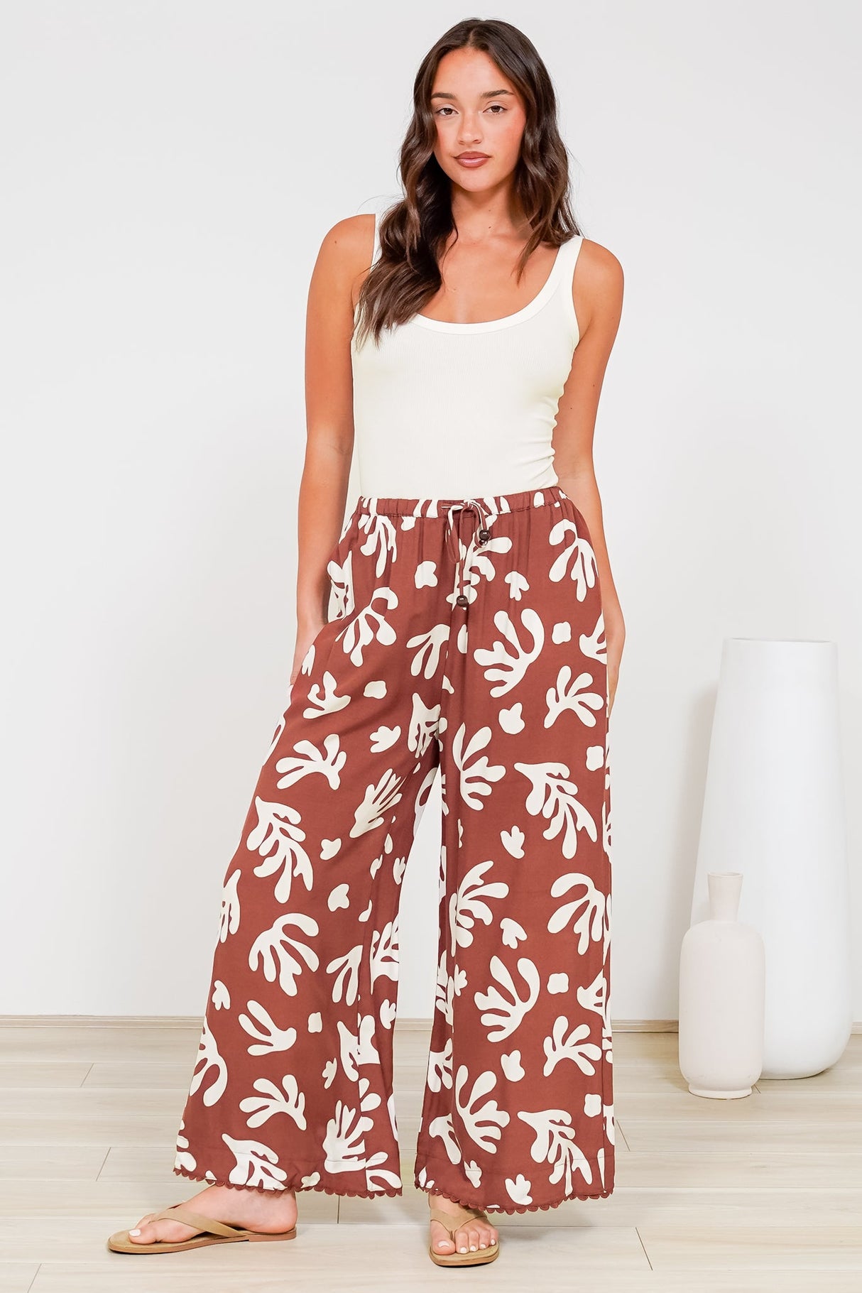 Zeolla Pants - High Waisted Wide Leg Pants in Corelia Print