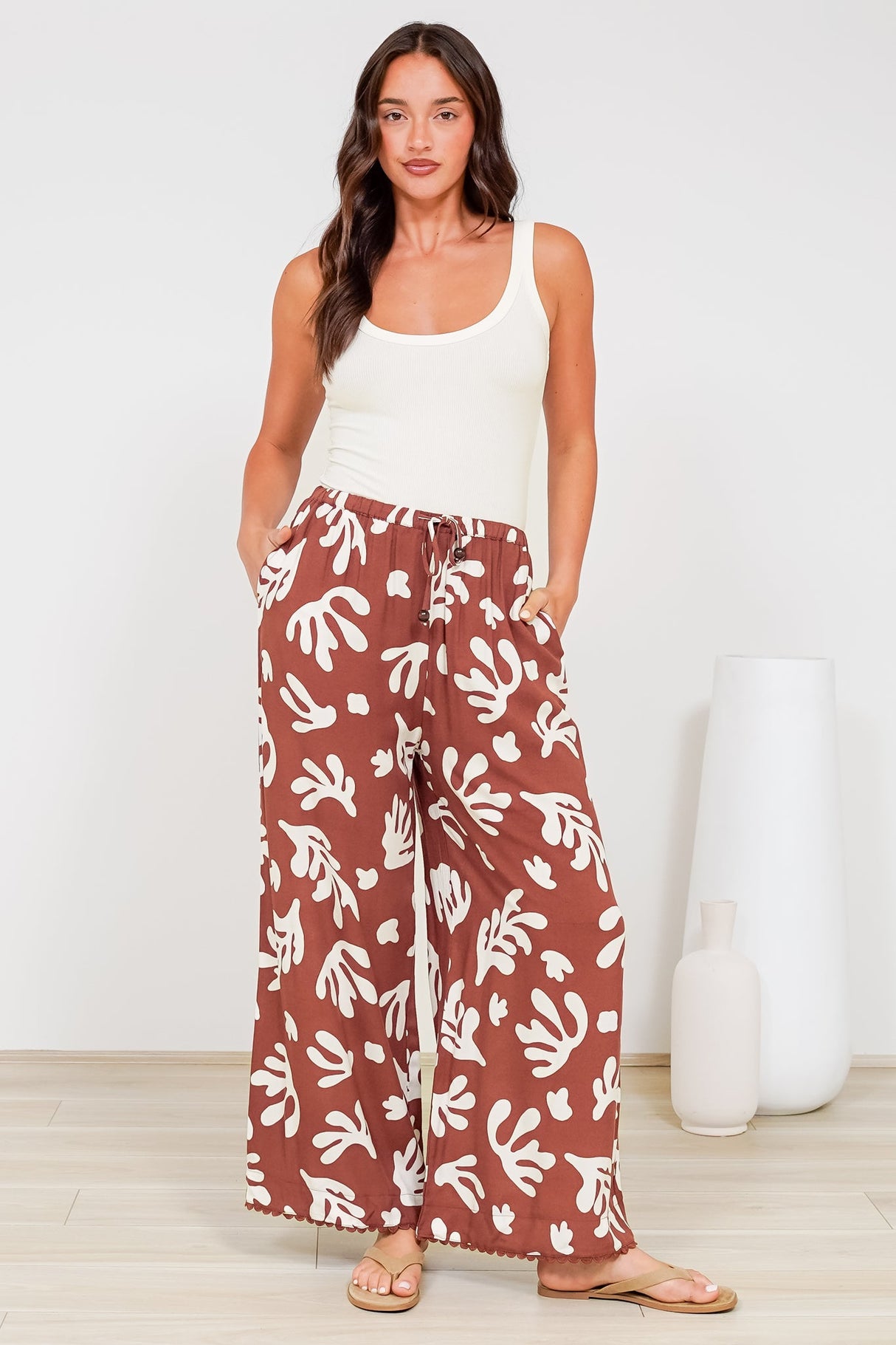 Zeolla Pants - High Waisted Wide Leg Pants in Corelia Print