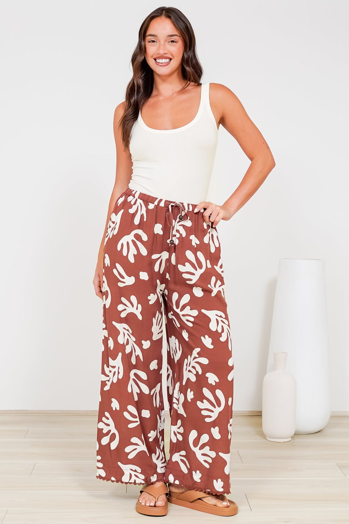 Zeolla Pants - High Waisted Wide Leg Pants in Corelia Print