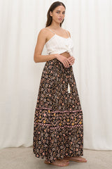Zia Maxi Skirt - High Waisted Skirt with Front Splits in Amirah Print