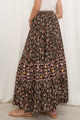 Zia Maxi Skirt - High Waisted Skirt with Front Splits in Amirah Print