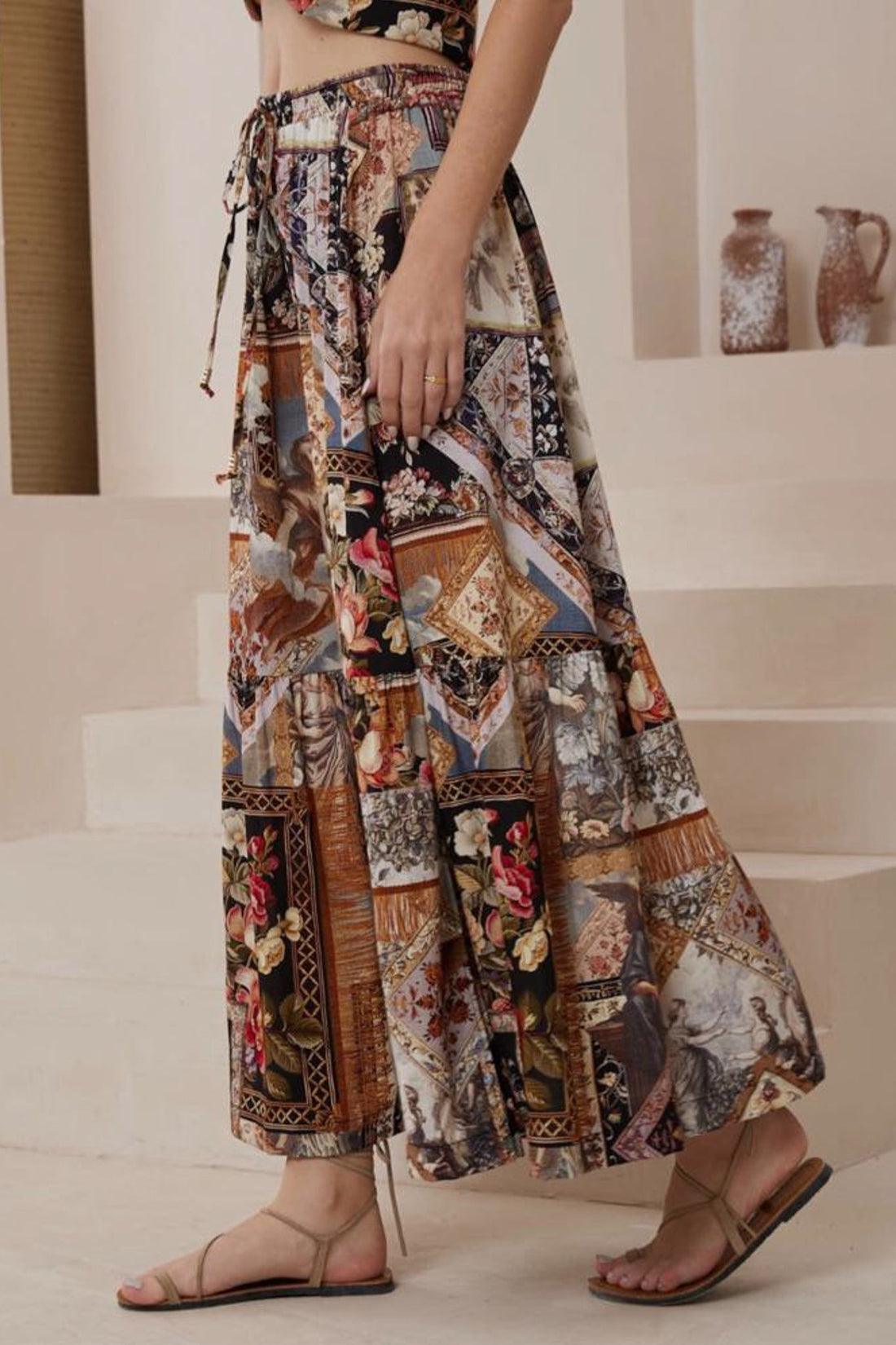 Shop Bottoms Zia Maxi Skirt Elaine Print Salty Crush