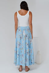 Zia Maxi Skirt - High Waisted Skirt with Tassel Waist Tie and Front Splits in Miranda Print