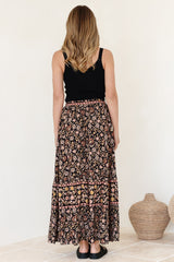 Zia Maxi Skirt - High Waisted Skirt with Front Splits in Amirah Print