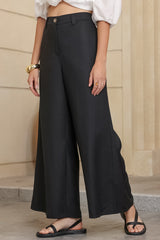 Zoe Pants - High Waisted Wide Leg Pants in Black