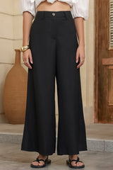 Zoe Pants - High Waisted Wide Leg Pants in Black