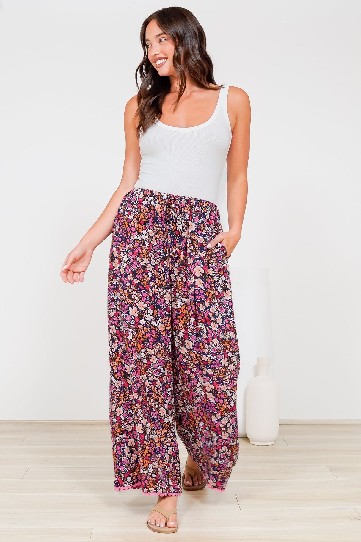 Zeolla Pants - High Waisted Wide Leg Pants in Zara Fields Print