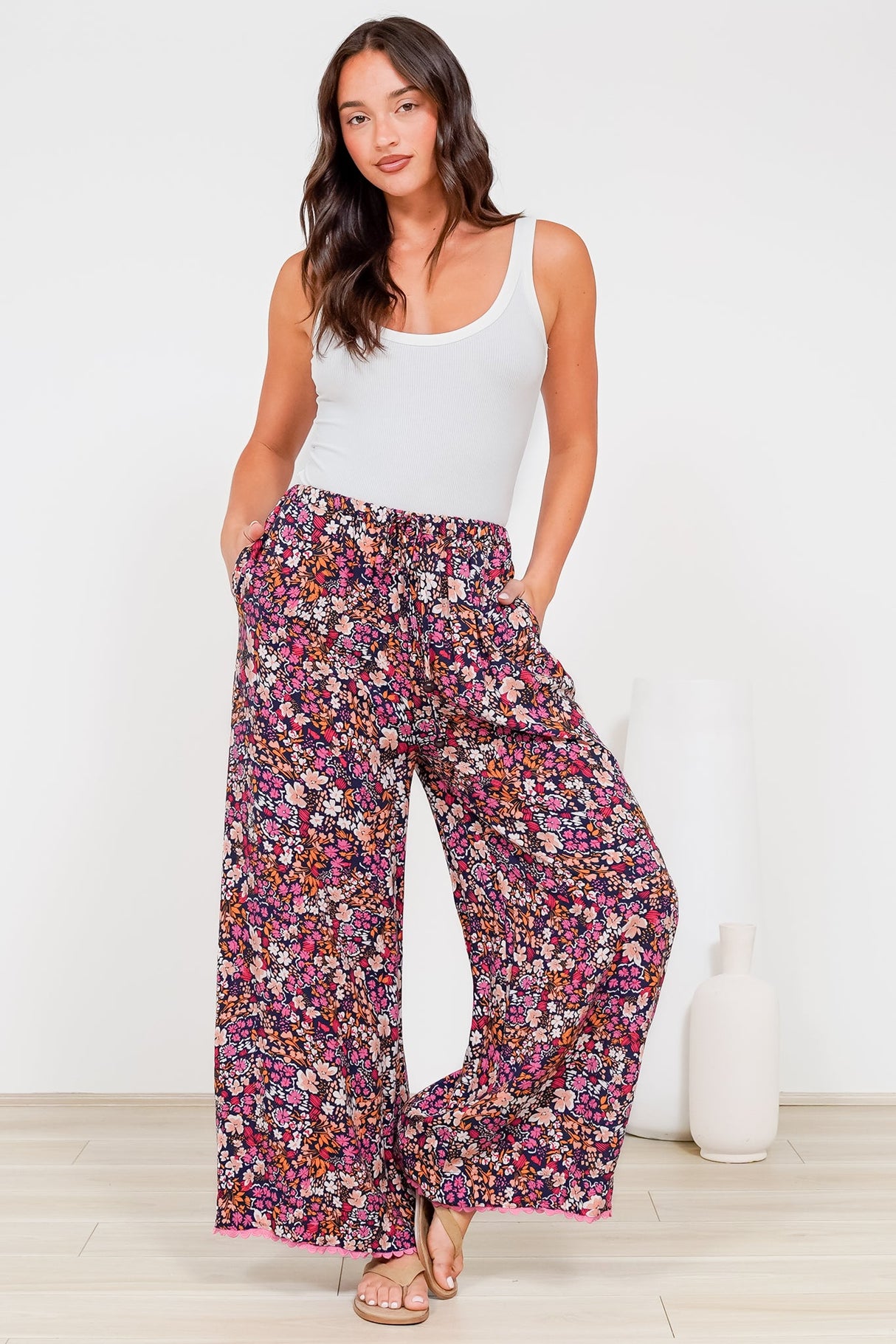 Zeolla Pants - High Waisted Wide Leg Pants in Zara Fields Print