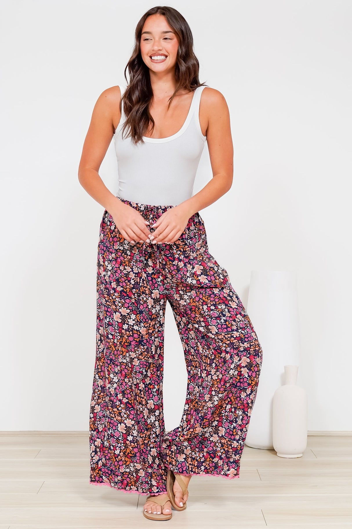 Zeolla Pants - High Waisted Wide Leg Pants in Zara Fields Print