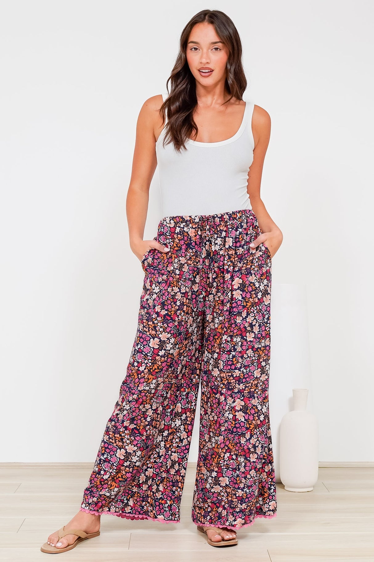 Zeolla Pants - High Waisted Wide Leg Pants in Zara Fields Print