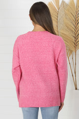 Zollana Jumper - Long Sleeve Step Hem Jumper in Pink