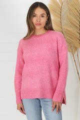 Zollana Jumper - Long Sleeve Step Hem Jumper in Pink