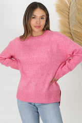 Zollana Jumper - Long Sleeve Step Hem Jumper in Pink