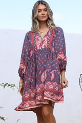 JAASE - Adela Mini Dress: Oversized Smock Dress with Batwing Sleeves in Dancing Daisy Print