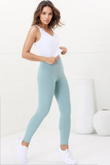 Axel Leggings - High Waisted Full Length Leggings in Frosted Green