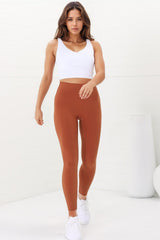 Axel Leggings - High Waisted Full Length Leggings in Tan