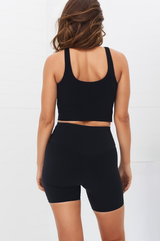 Axel Sports Crop - Waist Length In-Built Support Sports Top in Black