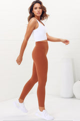 Axel Leggings - High Waisted Full Length Leggings in Tan