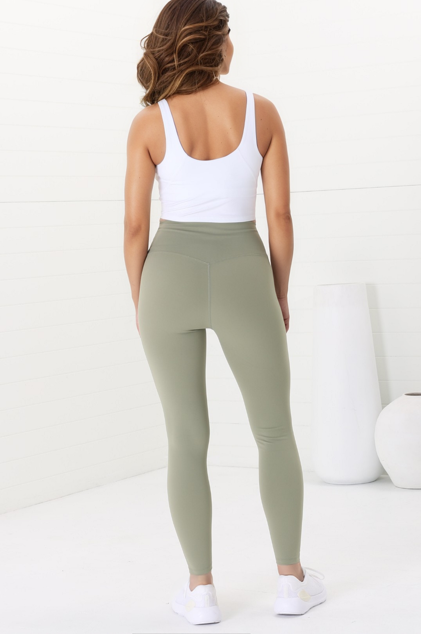 Axel Leggings - High Waisted Full Length Leggings in Matcha Green