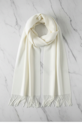 Jacory Scarf - Soft Cozy Wrap Scarf with Tassel Detail in Cream