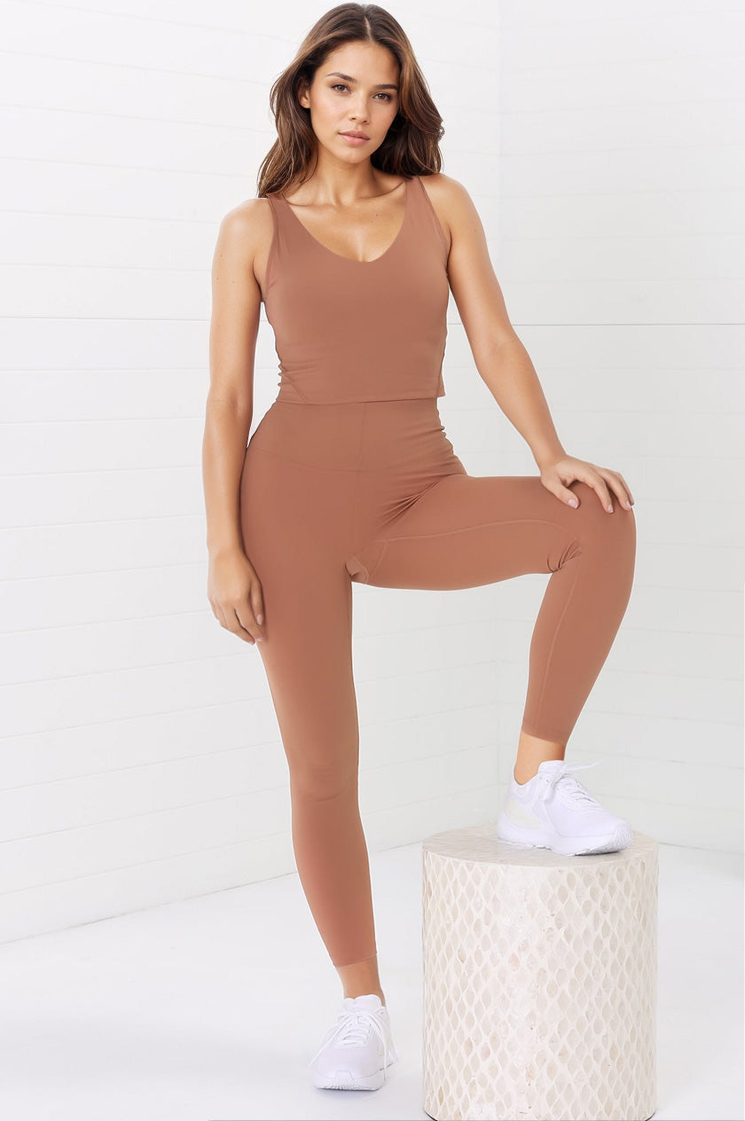 Axel Leggings - High Waisted Full Length Leggings in Burnt Orange