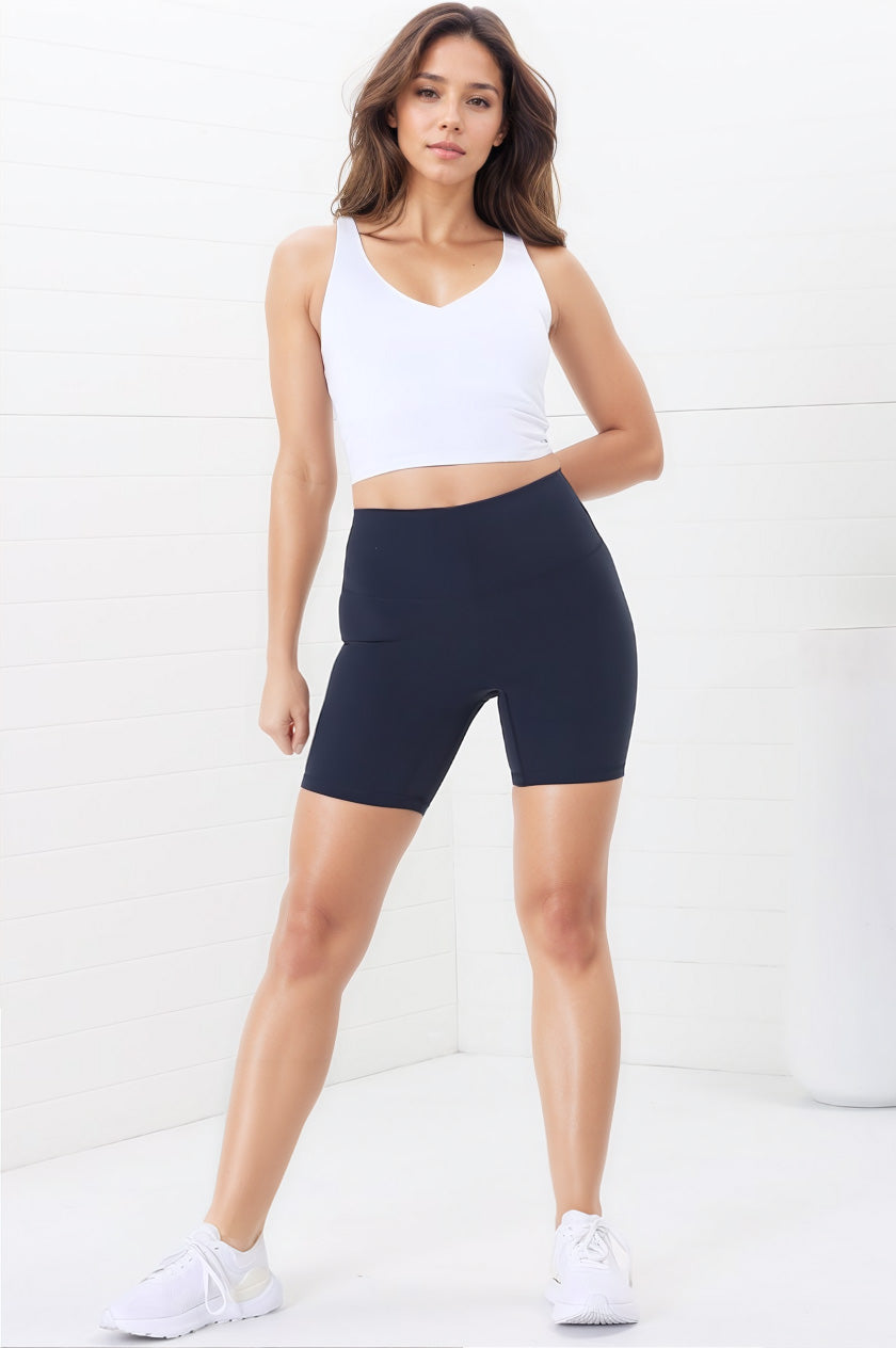 Axel Bike Shorts - Thick Highwaisted Band Bike Shorts in Navy