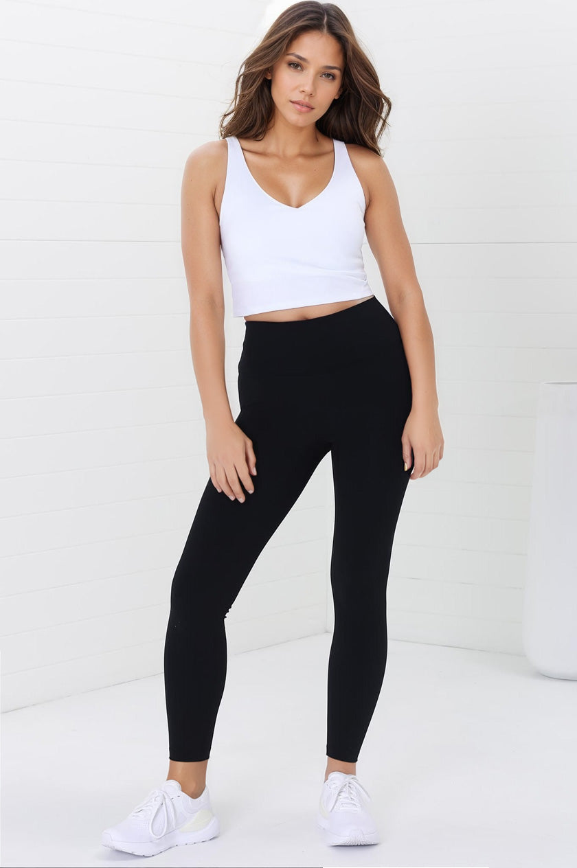 Axel Sports Crop - Waist Length In-Built Support Sports Top in White