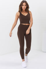 Axel Leggings - High Waisted Full Length Leggings in Chestnut